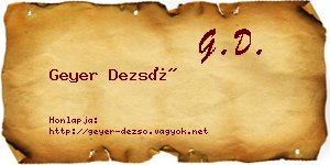 Geyer Dezső névjegykártya